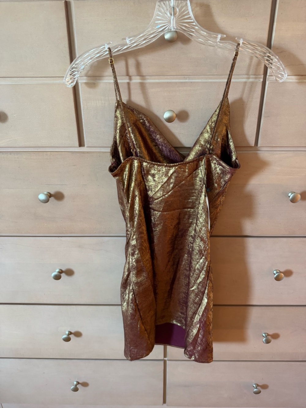 NWT | superdown Shimmery Bronze Matti Mini Slip Dress Size XS - Picture 3 of 10
